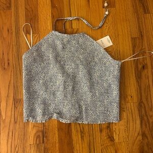 NWT JCrew Blue Knit Women's Top halter smocked